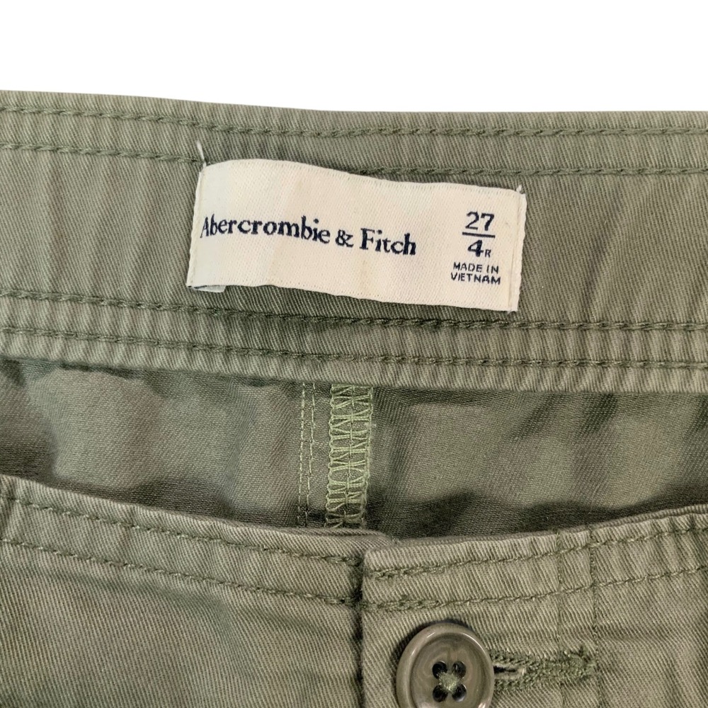Abercrombie & Fitch Olive Green Cargo Pants 27/4R High Rise Straight Leg - Picture 4 of 6